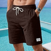 cheap Casual Shorts-Men's Shorts Casual Shorts Corduroy Shorts Pocket Elastic Waist Plain Comfort Breathable Knee Length Casual Outdoor Beach Vacation Fashion Black White Micro-elastic
