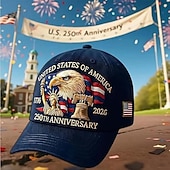  כובע יום הולדת ה-250 של ארצות הברית עם 2 מטבעות זכרון עיט וחירות כובע מודפס דיגטלי לאירוע חגיגת יום העצמאות מתנת פטריוטית חצי אלף