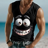 economico Magliette 3D-Per uomo 3D Emote divertenti Maglietta Senza Maniche maglietta Stampa 3D Scollo a V Camicia Tropicale All'aperto Vacanza Camicia hawaiana Nero 1 Nero 3 Nero 2 Estate Primavera Abbigliamento S M L XL
