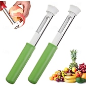 economico Utensili frutta e verdura-Strumento 2 in 1 per togliere il torsolo e pelare le mele, levatorsoli per peperoni rossi in acciaio inossidabile, levatorsoli multiuso per la cucina di casa, utensili da cucina per frutta e verdura