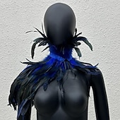economico Accessori-Accessori Samba Carnevale 2026 Rio Carnevale Mantello Stola Piume Bianche Donna con Collo Alto Costume per Festival in Brasile