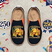 voordelige Vrouwenschoenen-Verenigde Staten 250e Jubileum Dames USA Gedrukte Brede Slip-On Schoenen – Lichtgewicht Wandelschoenen Patriottische Stedelijke Casual Stijl voor Straatmode Festivals Reizen  Dagelijks Gebruik
