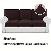 abordables Funda para asientos y reposabrazos de sofá-Juego de fundas de cojín de sofá elásticas de lujo minimalistas, funda completa, funda de sofá elástica antideslizante para sofá de 2/3 plazas
