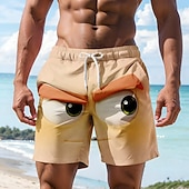 preiswerte Retro Vintage &amp; Ethik-Herren Optische Täuschung 3D Zeichentrick Lächelndes Gesicht Badehosen Badeshorts Boardshorts Mittlere Taille Hawaiianisch Lustig Strandurlaub Seitentaschen Netzfutter Elastischer Kordelzug in der