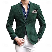 billiga Herrars klassiska kavajer-Herr Kavaj Vardaglig jacka Ledigt Dagligen Streetwear Mode Ledigt vardag Vår Höst Polyester Ensfärgat Klassisk Håller värmen Enkelknäppt med Två Knapphål Blazer Svart Rubinrött Grön Grå