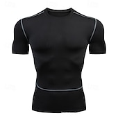 levne Běžecké tričko a tílka-Pánské Slátanina Koşu Tişörtü Stahovací tričko Léto Krátký rukáv Rychleschnoucí Komprese Odvod vlhkosti Cvičení v tělocvičně Aktivní trénink Cvičení Černá Trávová zelená Šedá sportovní oblečení