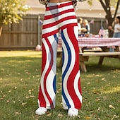  250ή Επέτειος ΗΠΑ Ρετρό / Βίντατζ Δεκαετία '70 Παντελόνια Παντελόνι με φαρδύ πόδι Χίπισσα Ντίσκο Ψηλή Μέση Φανταχτερή Φόρεμα Γυναικεία Μασκάρεμα 4η Ιουλίου Ημέρα της ανεξαρτησίας Ενηλίκων Παντελόνια