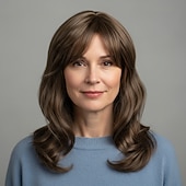 cheap Older Wigs-Silver Grey Wigs for Women, Shoulder Length Wavy Hair with Side Bangs, Natural Looking Heat Resistant Synthetic Wig for Daily Wear, Party
