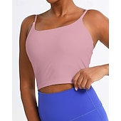 cheap Women's Shirt-Women's Solid Colored Sports Bra Top Sport Top Sports Bra Sleeveless Backless Shock Absorption Breathable Running Fitness Yoga Scoop Neck Sports Bra Tank Back Black White Yellow Tennis Clothing