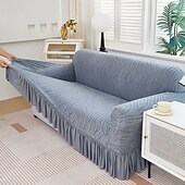 voordelige Sofadoek-Sokkenhoes van elastische jacquardstof met rokzoom, geschikt voor L-vormige banken, hoekbeschermer voor woonkamerbanken, antislip, wasbaar en stofwerend. Geschikt voor 1, 2, 3 of 4 zitplaatsen.