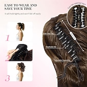 cheap Ponytails-Clip on Ponytails for Women - 12 Inch Curly Ponytail Extension, Wavy Pony Tails Hair Extensions, Synthetic Hair Extensions Ponytail, Clip in Ponytail