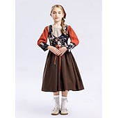  250e jubileum VS 19e eeuw jaren 1800 Prairiejurk Lange Mouwen Pionier Meisje Koloniaal Pionier Onafhankelijkheidsoorlog Kostuum Voor meisjes Halloween Carnaval 4 juli Kinderen Kleding Schort