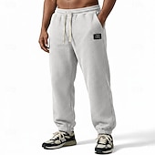 billiga Joggingbyxor-Herr Våffelstruktur Joggare Långbyxor Casual byxor Våffelbyxor Snörning Ensfärgat Komfort Fullängd Ledigt Dagligen Utomhus Semester Mode Svart Armégrön Elastisk