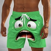 preiswerte Retro Vintage &amp; Ethik-Herren Optische Täuschung 3D Zeichentrick Lächelndes Gesicht Badehosen Badeshorts Boardshorts Mittlere Taille Lustig Hawaiianisch Strandurlaub Seitentaschen Netzfutter Elastischer Kordelzug in der