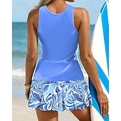 Недорогие Серфинг Танкини и Бикини-Жен. Купальник с цветочным принтом Танкини 2 предм. С принтом Эластичный Без рукавов Купальники Серфинг Для погружения с трубкой Плавание Лето