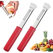 economico Utensili frutta e verdura-Strumento 2 in 1 per togliere il torsolo e pelare le mele, levatorsoli per peperoni rossi in acciaio inossidabile, levatorsoli multiuso per la cucina di casa, utensili da cucina per frutta e verdura