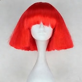 economico Parrucche da festa-parrucca sintetica lady gaga parrucca bob dritta corta castano scuro grigio argento biondo scuro rosa verde capelli sintetici 12 pollici da donna comode e soffici parrucche di carnevale rosso rosa