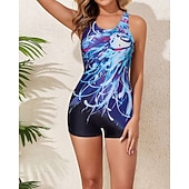 preiswerte One Pieces Rash Guards-Damen Mittel One Piece Rash Guards Badeanzug Badeanzüge Abstrakt Offener Rücken UV Schutz Elastisch Ärmellos Bademode Bodysuit Surfen Tauchen Schwimmen Sommer