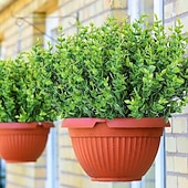 cheap Artificial Plants &amp; Flowers-20pcs Greenery Artificial Plants Outdoors, Eucalyptus Stems UV Resistant Fake Foliage Plants Faux Boxwood Shrubs Indoor Decorations Artificial Flowers for Garden Pot Porch Fence Hanging Planter