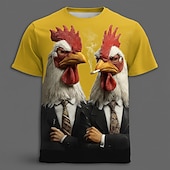  Per uomo Animale Gallo Divertente Maglietta Manica Corta maglietta Stampa 3D Girocollo Camicia Esagerato Designer Feste Ferie Nero Bianco Giallo Estate Primavera Abbigliamento S M L XL XXL XXXL