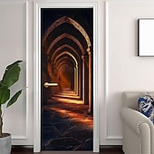 billige Garasje- og dørbanner-3D-dørmaleri menneskefigur skulptur kunst dørklistremerke optisk illusjon veggklistremerke avtakbar vinylfolie for hjemmekontordekor