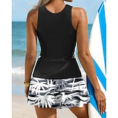 Недорогие Серфинг Танкини и Бикини-Жен. Купальник с цветочным принтом Танкини 2 предм. С принтом Эластичный Без рукавов Купальники Серфинг Для погружения с трубкой Плавание Лето