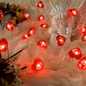 tanie Taśmy świetlne LED-Króliki Kwiatowe Światełka w Kształcie Serca 2m 20LEDs Zasilane Baterią Różowe Kwiatowe Światełka Tematyczne na Przyjęcie Dzień Matki Domowa Sypialnia Dekoracja na Ślub Rocznicę