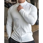 levne Běžecké tričko a tílka-Pánské Jednobarevné Koşu Tişörtü Stahovací tričko Jaro Podzim Zapni Dlouhý rukáv Rychleschnoucí Komprese Odvod vlhkosti Cvičení v tělocvičně Aktivní trénink Cvičení Černá Bílá Šedá sportovní oblečení