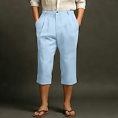 tanie Klasyczny-Męskie Lniane spodnie Spodnie capri Letnie spodnie Kieszeń Elastyczny pas Równina Komfort Oddychający Długość do łydki Codzienny Na zewnątrz Plaża Moda Styl klasyczny Niebieski Ciemny khaki Średnio