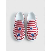  USA 250. Jubiläum Frauen Rot Blau Amerikanische Flagge Druck Komfort Mules – Leinenschlupfschuhe für USA 4. Juli Outdoor-Events Reisen und alltägliche Kleidung