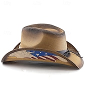  250-årsjubileum i USA Retro / vintage Ville vesten Cowboyhatt Cowgirl lue Cowgirl Cowboy West Cowboy Kostyme Unisex Maskerade 4. juli Fest Uavhengighetsdagen Voksne Hatt Alle årstider