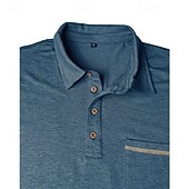ieftine Polo clasic pentru bărbați-Bărbați Polo Cămașă de golf Casual Afaceri Clasic Manșon scurt Modă Culoare solidă Buzunar Nasturi Vară Primăvară Toate Sezoanele Fit regulat Negru Alb Roșu Vin Bleumarin Kaki Gri Deschis Polo