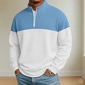 economico Polo geometrica da uomo-Per uomo Blocco di colori Polo Manica Lunga Colletto Mao Athleisure Vacanza Athleisure Casual Quotidiano Stampa 3D Primavera Autunno Blu Nero Giallo