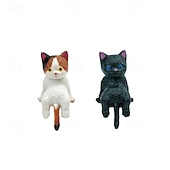 economico Sculture-10 mini statuette da scrivania a forma di gatto, simpatici compagni di gatti dei cartoni animati, mini accessori per interni auto a forma di gatto, decorazioni per cruscotto auto, divertenti
