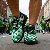tanie Męskie buty-Męskie trampki sportowe Green Clover na Dzień Świętego Patryka – oddychające i wygodne buty do biegania na paradę irlandzką, spacery na świeżym powietrzu, imprezy świąteczne i do codziennego użytku