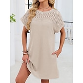 abordables Vestido Sencillo-Mujer Mini vestido Vestido estilo camiseta Vestido de verano Casual Diario Holgado Plano Manga Corta Cuello Barco Azul Piscina Blanco Rosa Rojo Verano