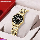 billiga Kvartsklockor-Klassisk Damklocka Original Kvarts Klocka Rhinestone Urskiva Luminös Datum och Kalenderfunktion Trendig Moderiktiga Affärsluxusklocka Bästa Val för Födelsedagspresent Mors Dag