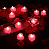cheap Gifts-Heart Shape LED Candles Light Pack of 24, Flameless Flickering Love Candle Light for Marriage Proposal, Wedding, Valentine's Day, Anniversary, Thanksgiving