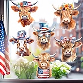  Lot de 2 autocollants adhésifs pour vitrine de restaurant, motif drapeau américain, pour la fête de l'indépendance. Sans électrostatique.