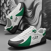 levne Pohodlné šněrovací boty-Pánské černo-béžové golfové tenisky, sportovní a pohodlné, ideální na golfová hřiště a aktivní pobyty