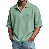 Χαμηλού Κόστους Κλασικό Πόλο Ανδρών-Ανδρικά Πουκάμισο γκολφ Μπλουζάκι πόλο με πλέξη βάφλα Causal Επιχείρηση Κλασσικά Κοντομάνικο Μοντέρνα Συμπαγές Χρώμα Σκέτο Κουμπιά Καλοκαίρι Άνοιξη Όλες οι εποχές Κανονικό