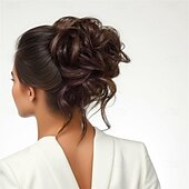 halpa Nutturat-Kihara, laineikas, sotkuinen nuttura, helposti nutturalle vedettävä hiuslisäke, naisten ja tyttöjen kynsiklipsit, tummanruskea, luonnollinen tekoperuukki, solmittava päähine, kastanjanruskea