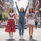 cheap Women Shoes-Women's USA Flag Graphic Slip-On Sneakers - Cushioned Breathable Athletic Shoes, Patriotic Sport Casual Style for Parades, USA, Travel &amp; Daily Wear