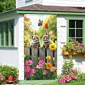 abordables Bannières de Garage et de Porte-Pâques Affiches Couverture de porte Bannières extérieures Rabbit Mignon 3D Soirée Dortoir Chambre d'adolescents Résidence universitaire Chambre d'amis pour hommes dans une fraternité Arrière-plans de