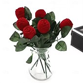 cheap Event &amp; Party Supplies-1PC Flocked Rose Ring Box Long Root Rose Creative Red Rose Flower Ring Display Box Proposal Engagement Anniversary Romantic Gift Box Wedding Jewelry Display Storage