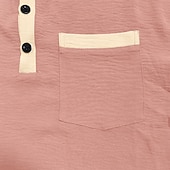 voordelige Casual T-shirts voor heren-Heren T-shirt Henley-shirt T-shirts Shirt met korte mouwen Korte mouw Henley Zomer Lente Lente zomer Kleurenblok Effen Modieus Ontwerper Basic Zak Vakantie Straat Uitgaan Zwart Blauw Blozend Roze Top