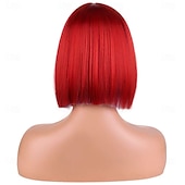  Parrucche Rosse Blu e Bianche per Donne e Bambine Parrucca del 4 Luglio Parrucca Corto Dritta Parte Centrale Sintetica Resistente al Calore Costume per Festa di Indipendenza