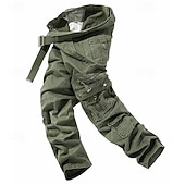 זול מכנסי דגמ"ח-בגדי ריקוד גברים מכנסי קרגו מכנסיים מכנסי עבודה כיס מרובה כיס דש אחיד באורך מלא קזו'אל יומי בָּחוּץ חופשה קלסי מונח בצורה רפויה שחור ירוק צבא קשיח