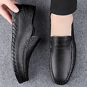 cheap Casual Loafers-Men's White Moccasin Shoes, Genuine Faux Leather, Breathable Design, Classic Style, Comfortable for Casual Wear