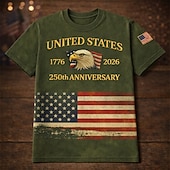 economico Collezione Uomo-Patriotico T-shirt Maglietta grafica Aquila Bandiera Americana Retrò Vintage Patriotico Corte 1776-2026 per Per uomo Adulti Stampa 3D  per Giorno dell'Indipendenza / 4 Luglio 4 Luglio